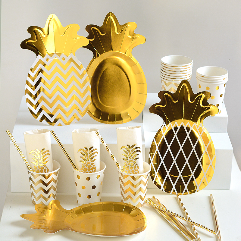 Gold Dot Paper Partyware Sets for Anniversary