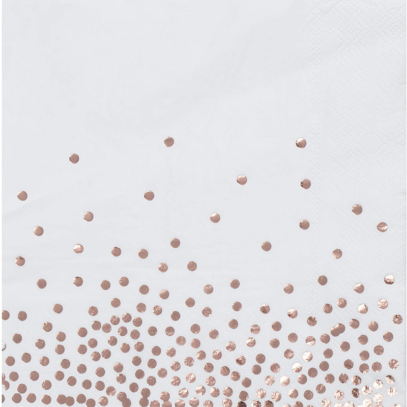 Rose Gold Foil Dots Paper Napkins for Wedding Party