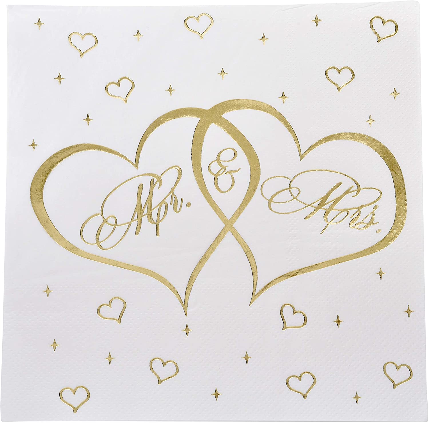 Mr. and Mrs. Luncheon Napkins Gold Foil 