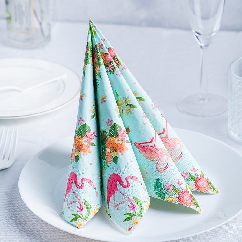 Daisy Floral and Flamingo Paper Napkins for Birthday Party