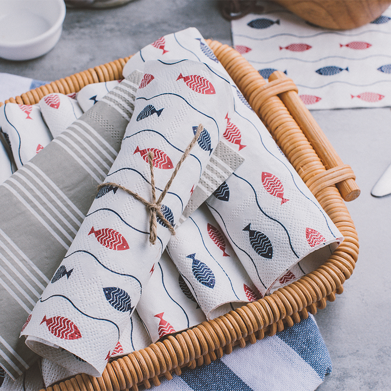 Hot selling summer paper napkin design-fish design 