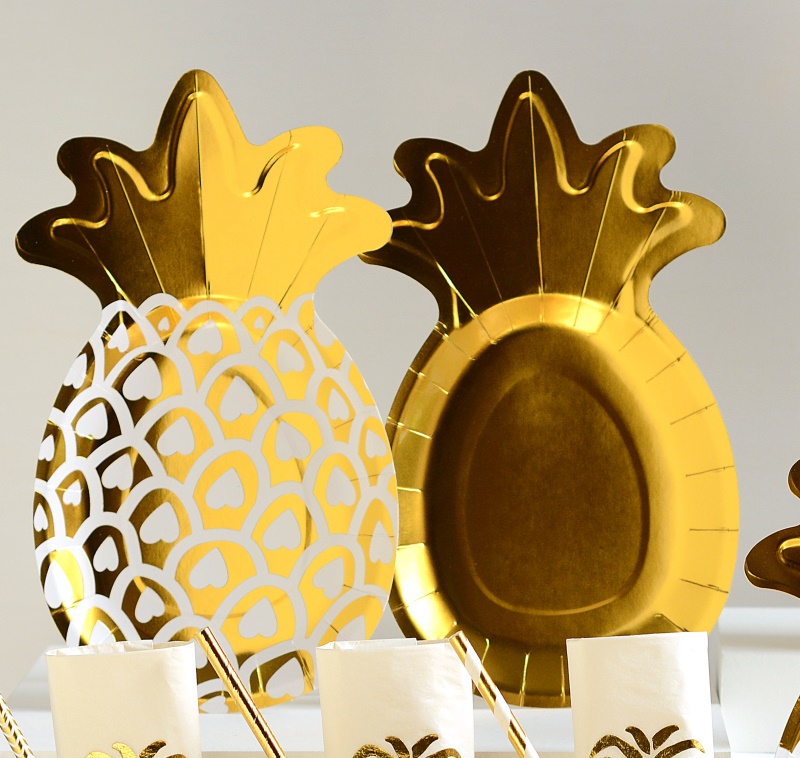 Golden Pineapple Paper Plate