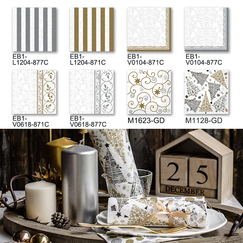 Elegant Classic Embossed and Metallic Printed napkins