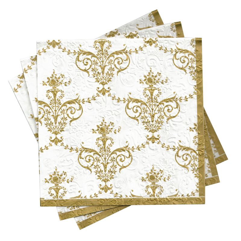 Golden Print Paper Napkins for Wedding Party