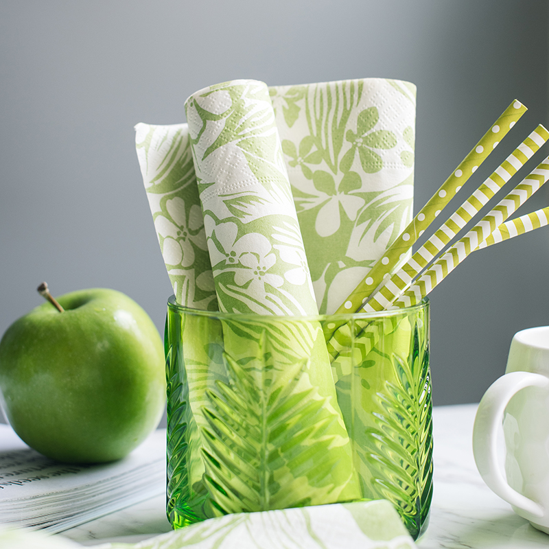 Green leaf paper napkin hot selling design