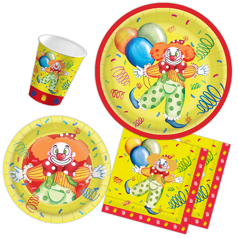 Lively birthday party Cheerful clown with balloons