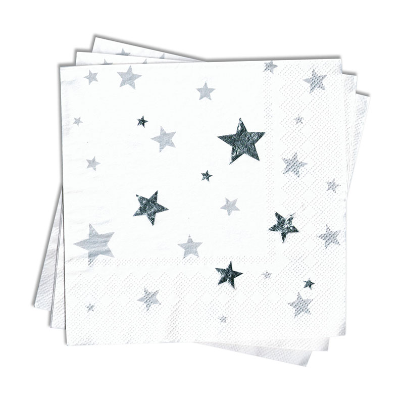 New arrival Silver Foiled  Star Serviettes 