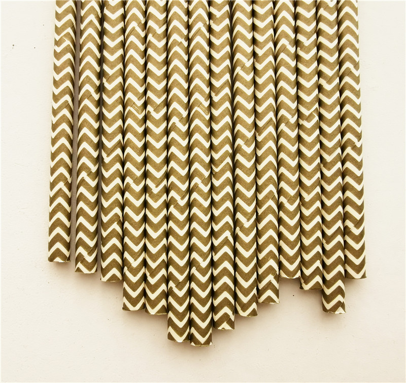 Paper Straw Gold Gold Print
