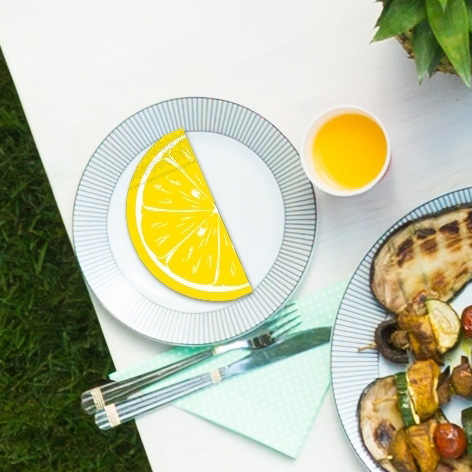 Yellow Lemon Citrus Fruit Party Supplies Tableware