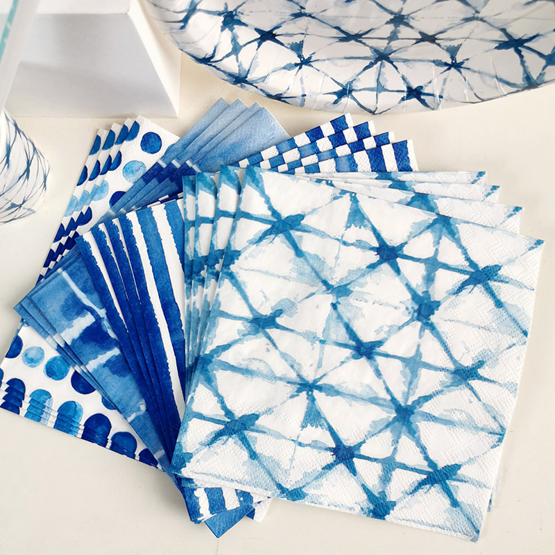 Blue Dye Series printed paper napkin