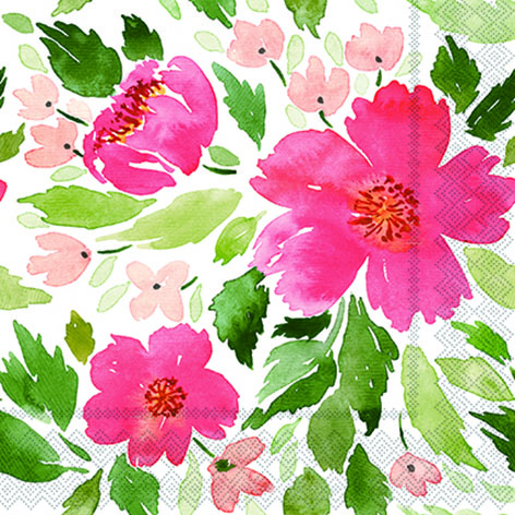 Floral Paper Napkins Watercolor Colorful Flower Dinner Napkins