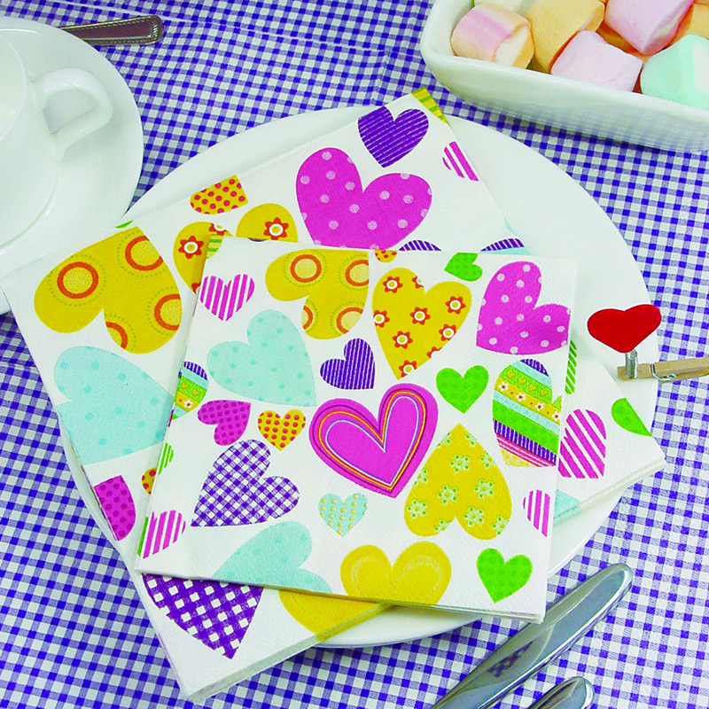 Valentine's Lovely painted hearts paper napkins